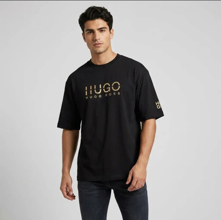 تیشرت باکسی پنبه دورس دونخ مدل HUGO boss
