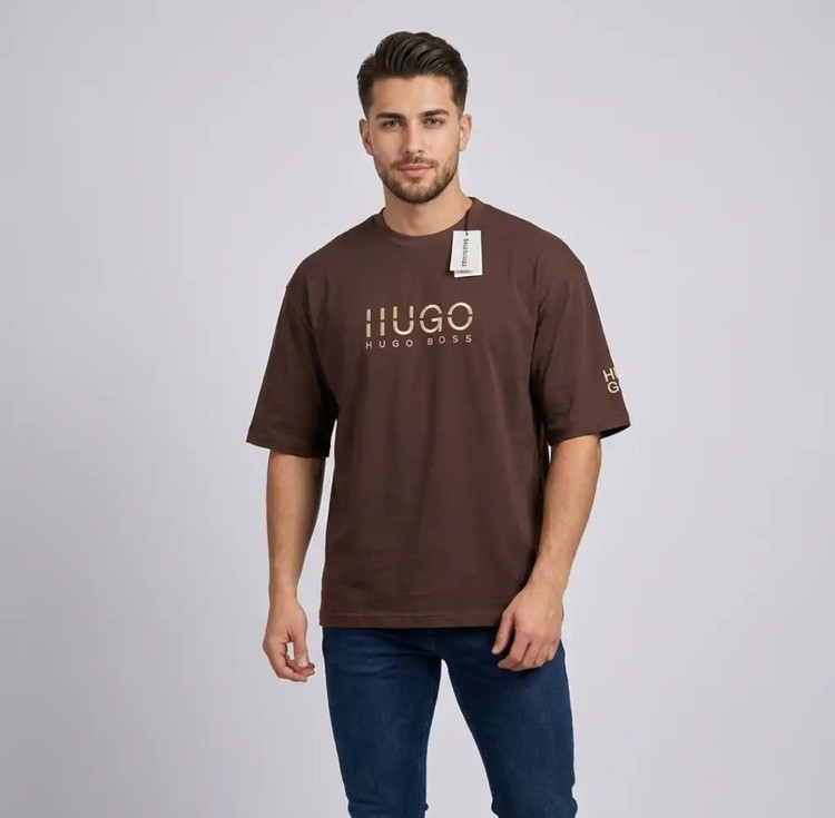 تیشرت باکسی پنبه دورس دونخ مدل HUGO boss